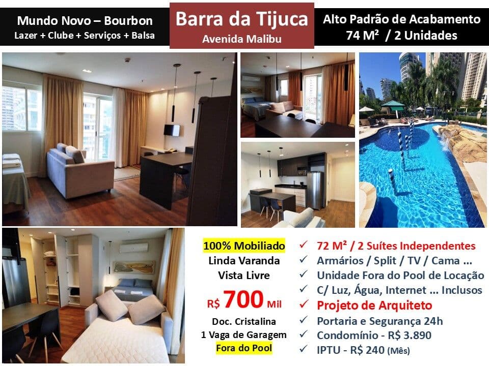 Apto Barra da Tijuca Américas Park Mundo Novo Bourbon 74M²