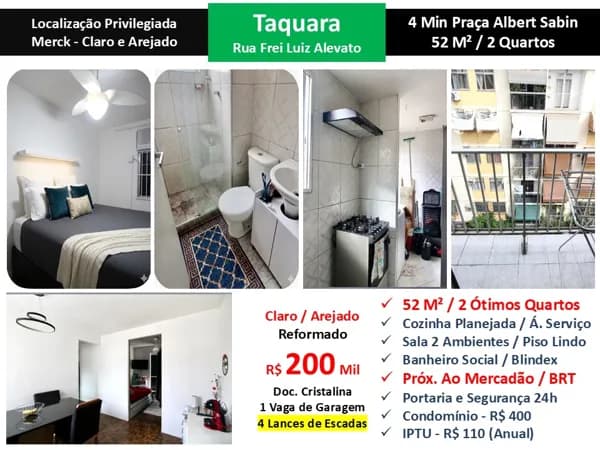 Apto JPA Taquara Frei Luiz Alevato Merck 52M²