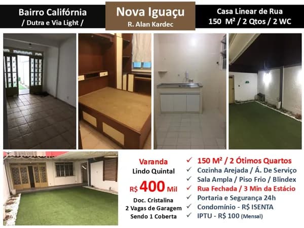 Casa Nova Iguaçu Alan Kardec 150M²