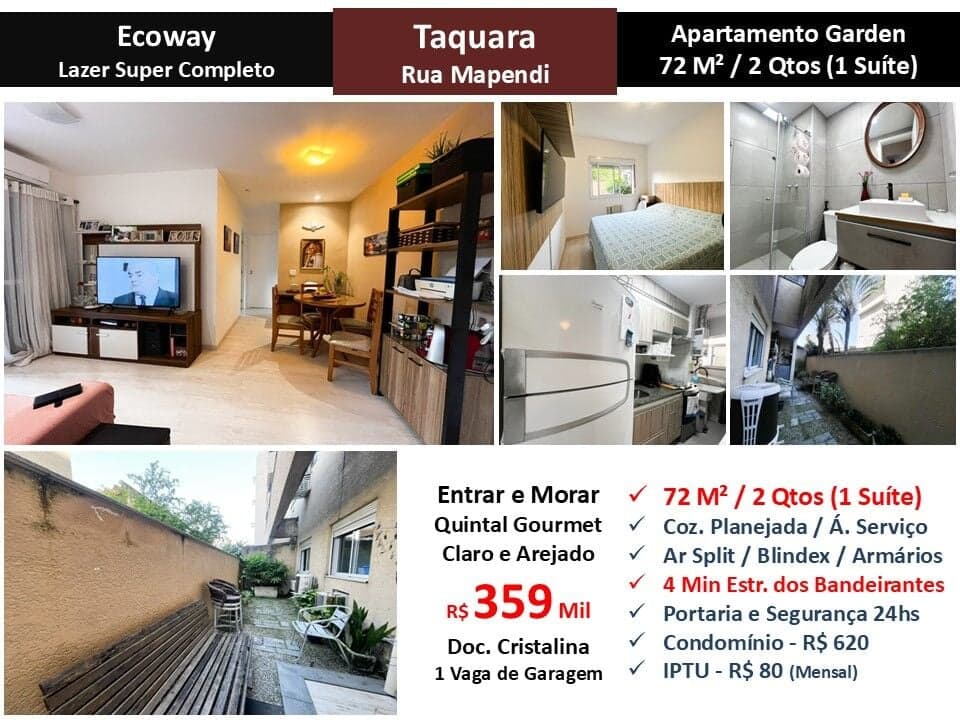 Apto JPA Taquara Mapendi Ecoway 72M² Garden
