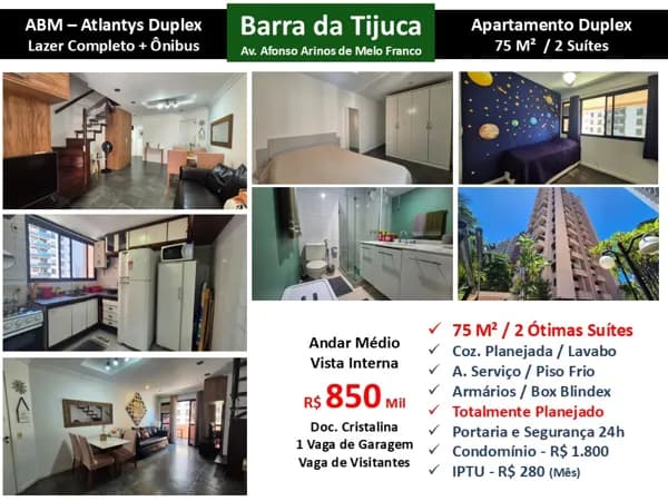 Apto Barra da Tijuca ABM Atlantys 75M²