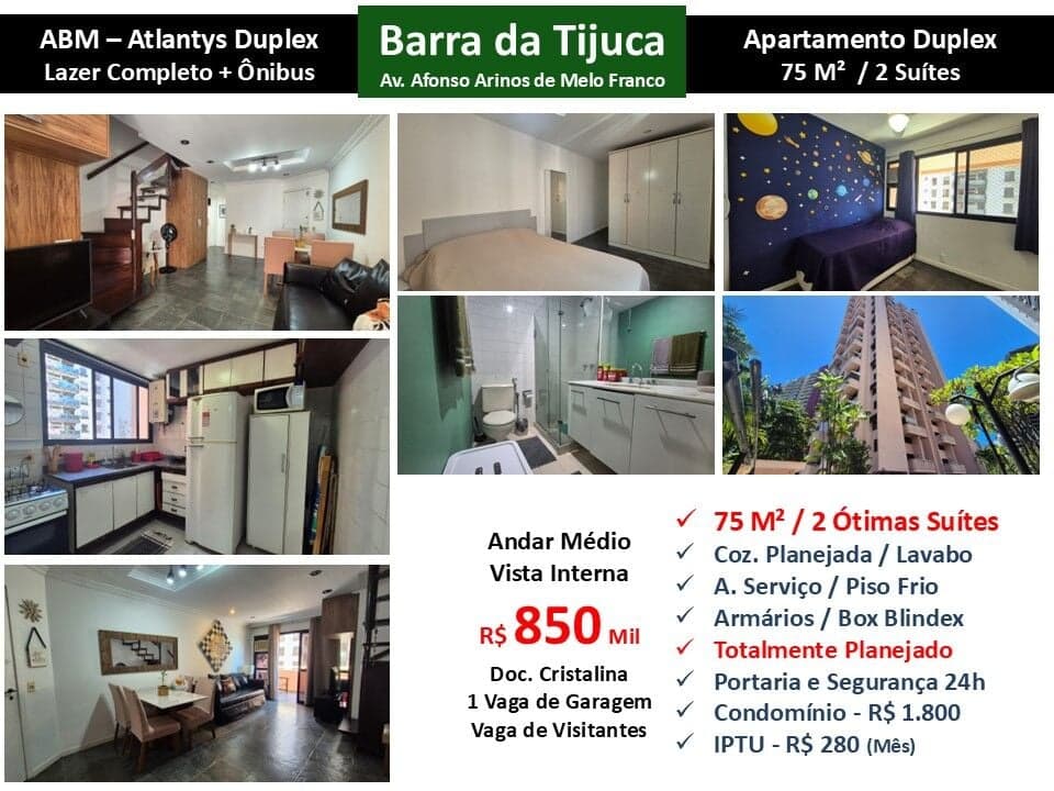 Apto Barra da Tijuca ABM Atlantys 75M²