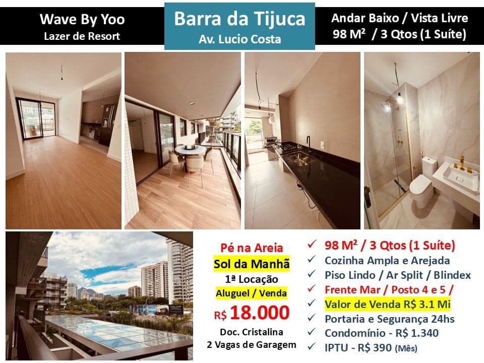 Apto Barra da Tijuca Praia Wave By Yoo 98M²