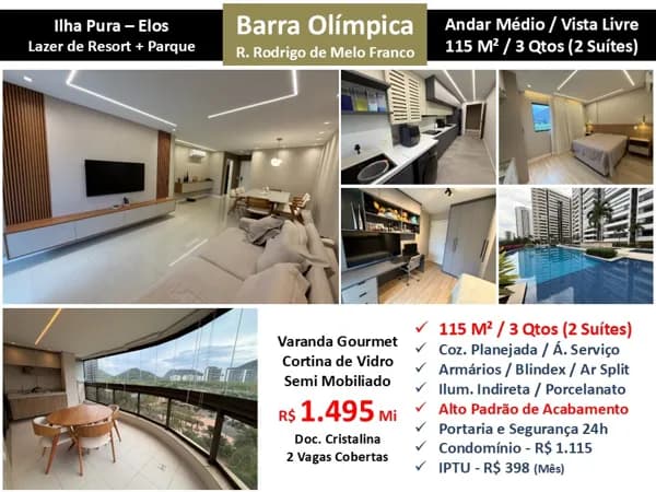 Apto Barra Olímpica Ilha Pura Elos 115M²