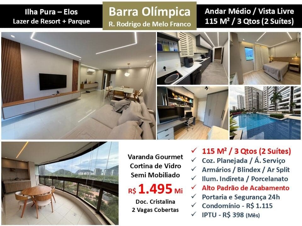 Apto Barra Olímpica Ilha Pura Elos 115M²