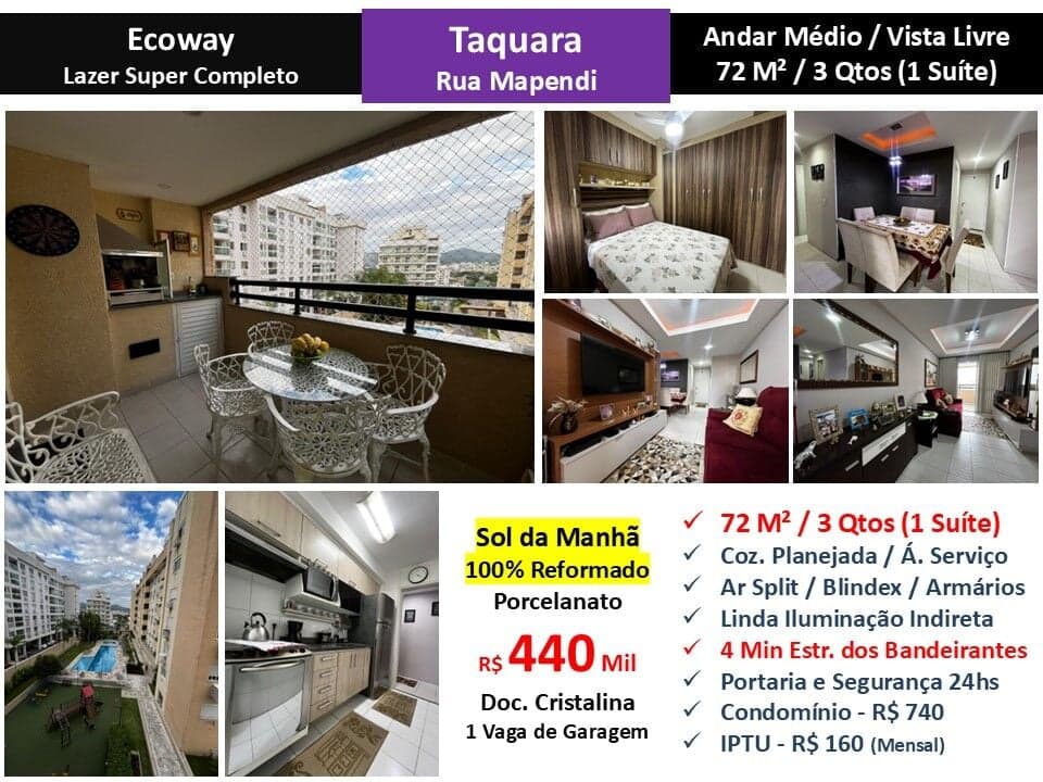 Apto JPA Taquara Ecoway 72M²