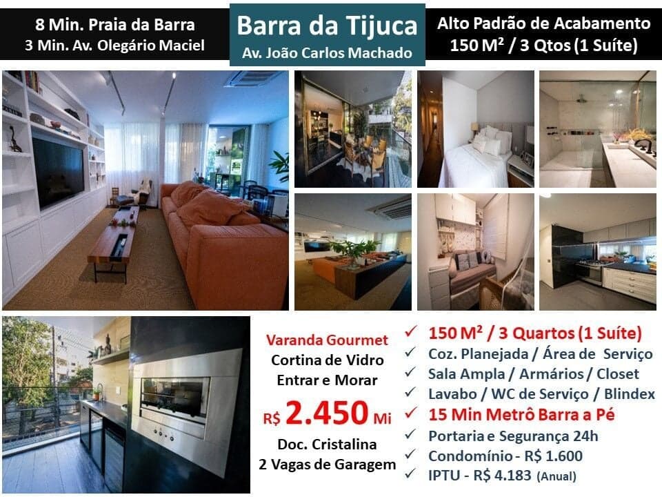 Apto Barra da Tijuca JO João Carlos Machado 155M²