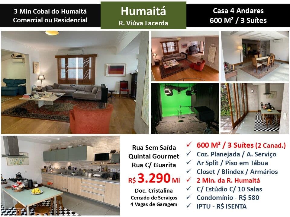 Casa Humaitá Viuva Lacerda 600M²