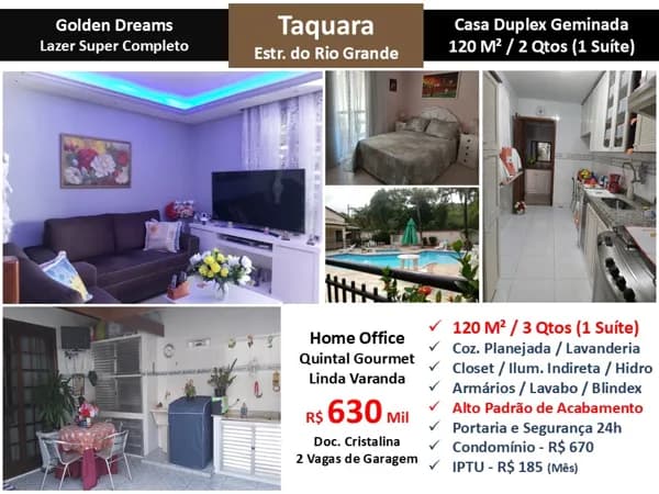 Casa JPA Taquara Golden Dreams 120M² 2