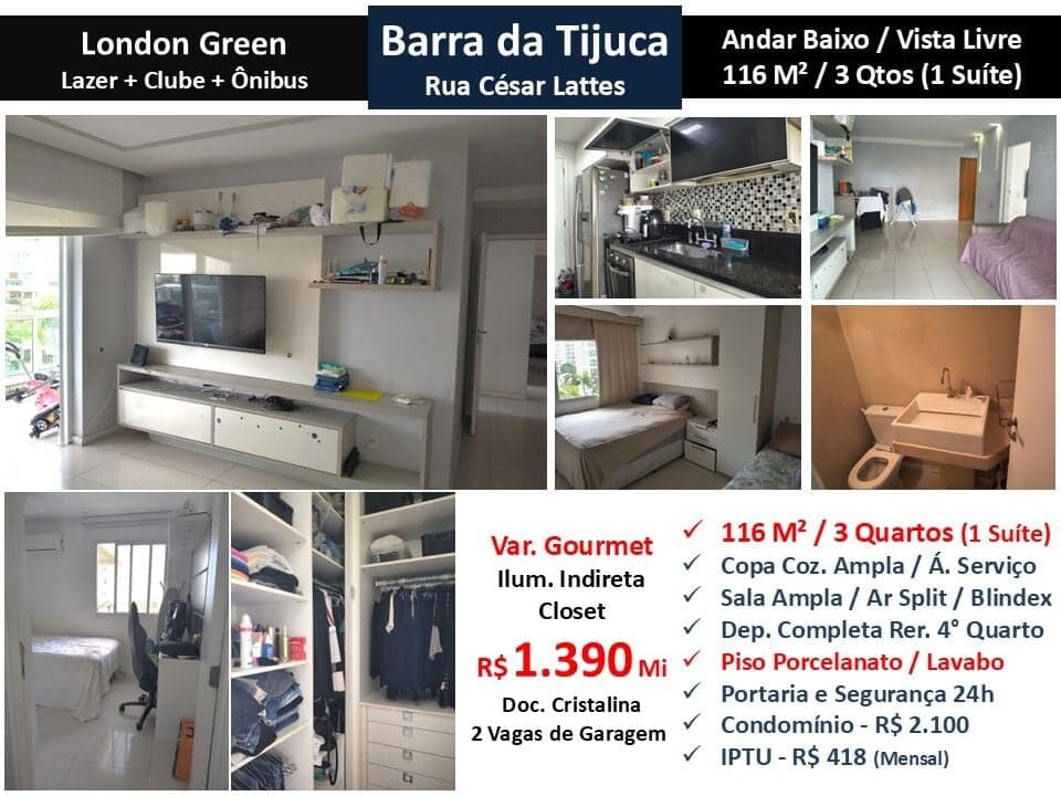 Apto Barra da Tijuca Blue London Green 116M²