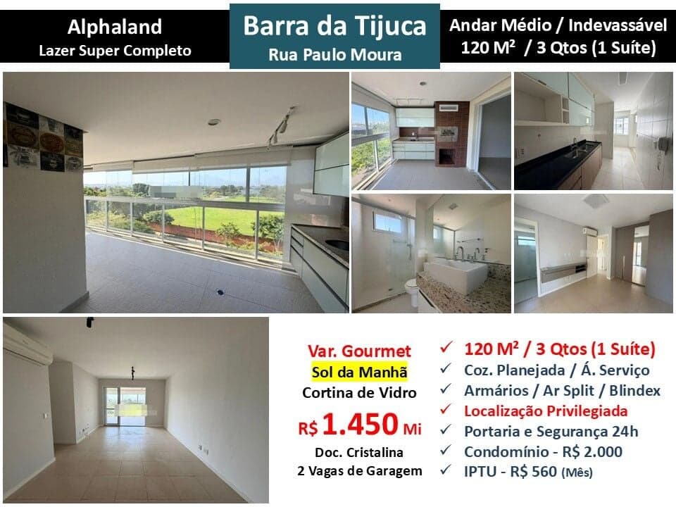Apto Barra da Tijuca Alphaland 120M²