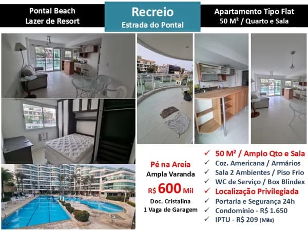 Apto Recreio Praia Pontal Beach 50M²