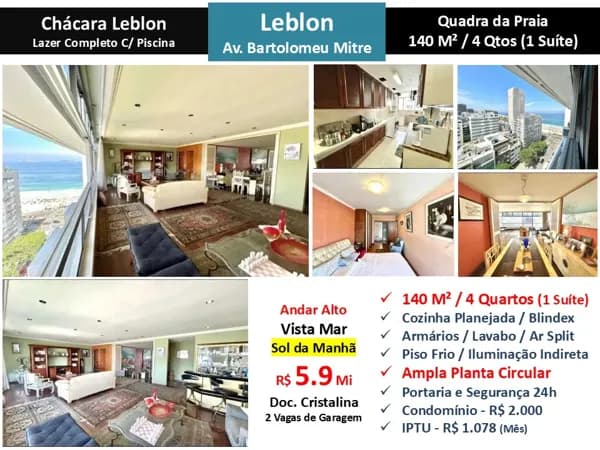 Apto Leblon Bartolomeu Mitre Chácara Leblon 140M² 3