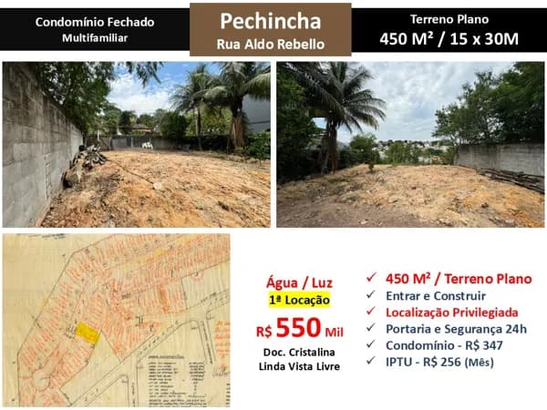Terreno JPA Pechincha Aldo Rebello 450M²