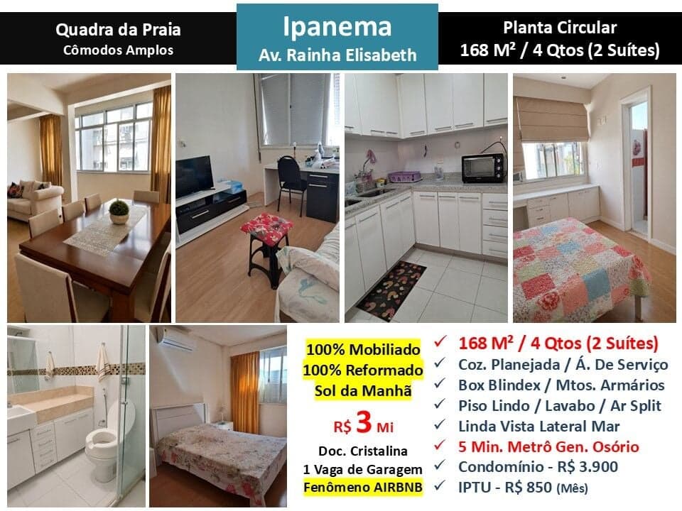 Apto Ipanema Rainha Elisabeth 168M²