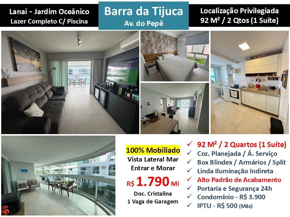 Apto Barra da Tijuca Praia JO Lanai 92M²