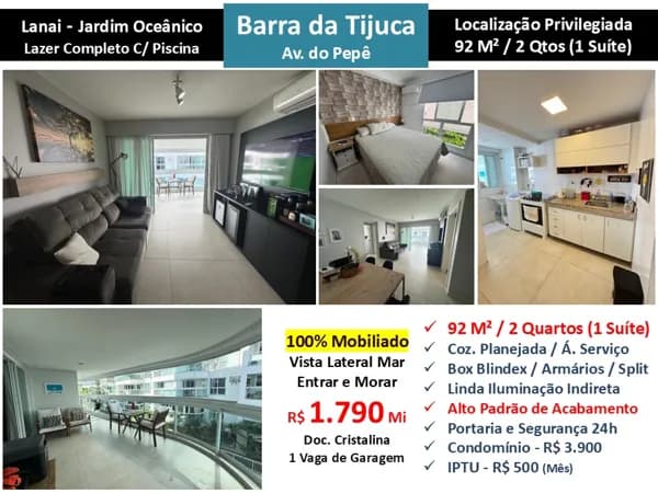 Apto Barra da Tijuca Praia JO Lanai 92M²