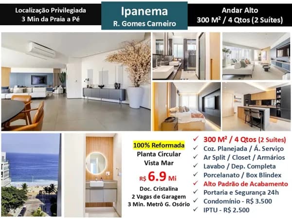 Apto Ipanema Gomes Carneiro 300M²