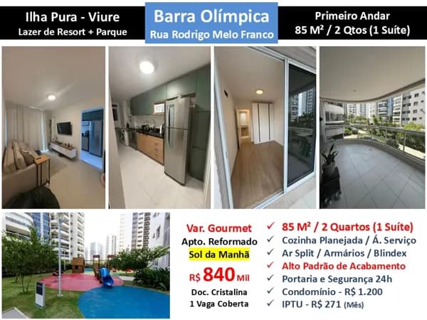 Apto Barra Olímpica Ilha Pura Viure 85M²