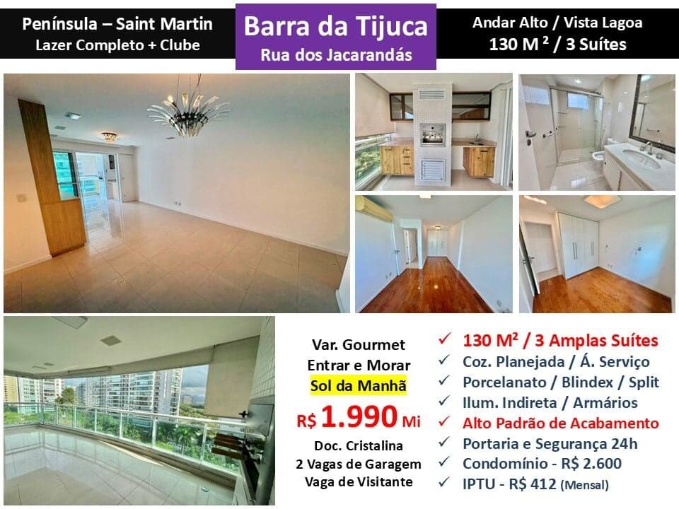 Apto Barra da Tijuca Península Saint Martin 130M²