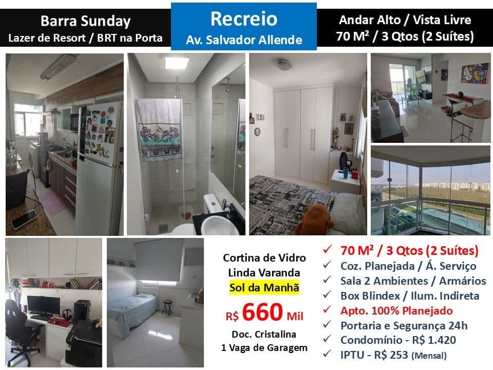Apto Recreio Barra Sunday 70M²