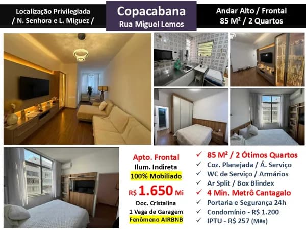 Apto Copacabana Miguel Lemos 85M²