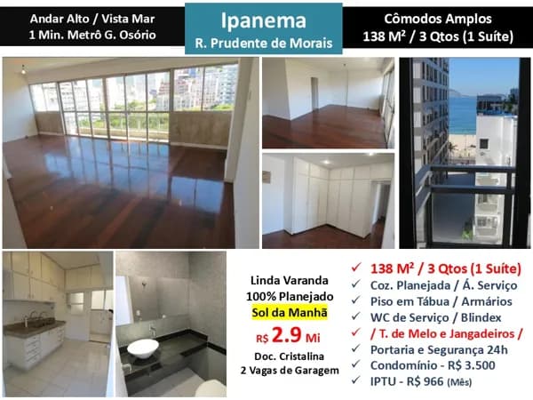 Apto Ipanema Prudente de Morais 138M²