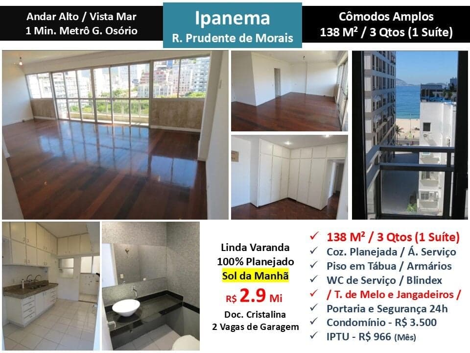 Apto Ipanema Prudente de Morais 138M²