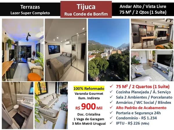 Apto Tijuca Conde de Bonfim Terrazas 75M²