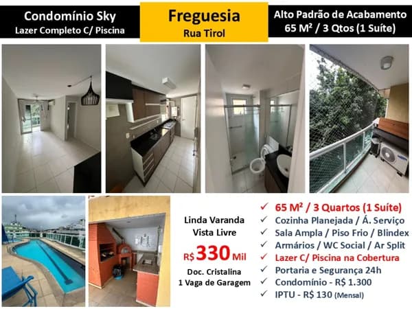 Apto JPA Freguesia Tirol Sky 65M²