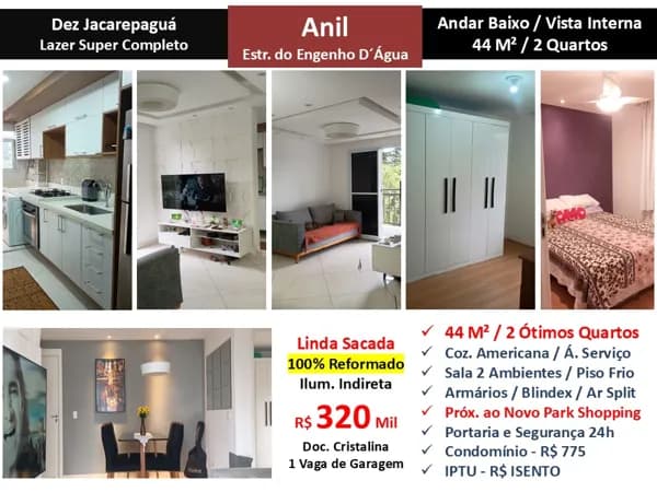 Apto JPA Anil Dez Jacarepaguá 44M²