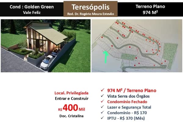 Terreno Teresópolis Golden Green 974M²