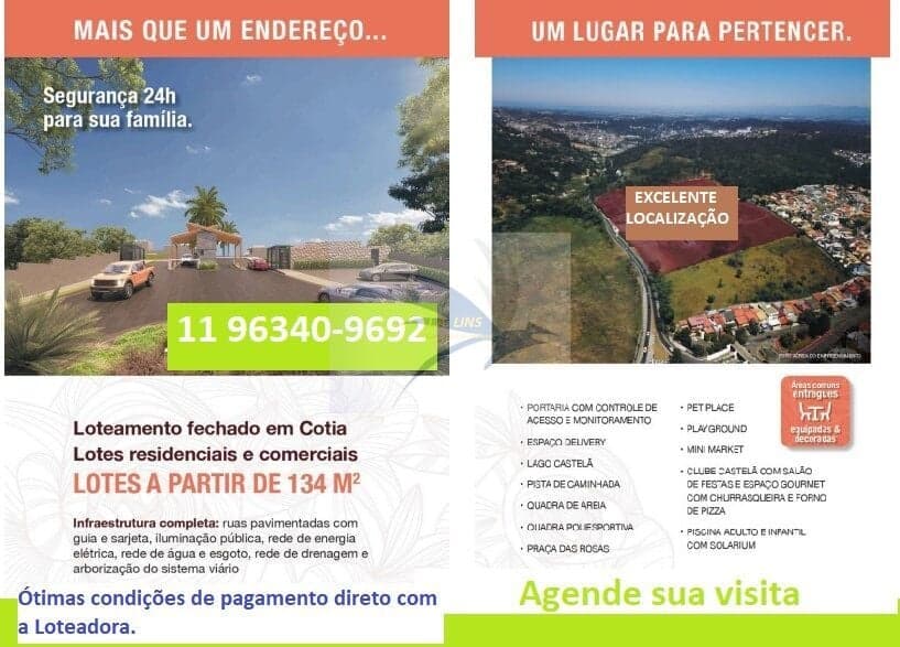 Grande lançamento de lotes em Cotia,SP