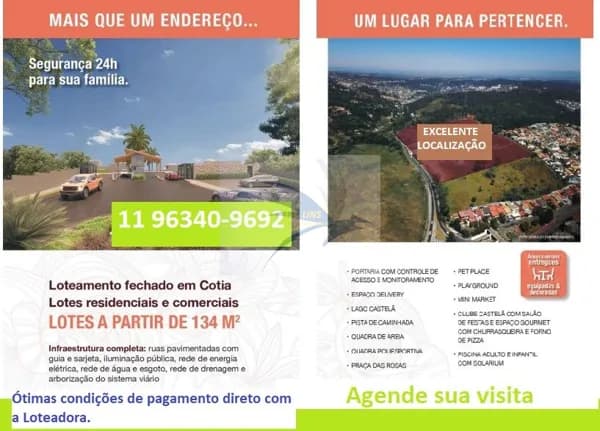 Grande lançamento de lotes em Cotia,SP