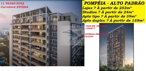 STUDIOS ALTO PADRÃO NO CORAÇÃO DA POMPÉIA