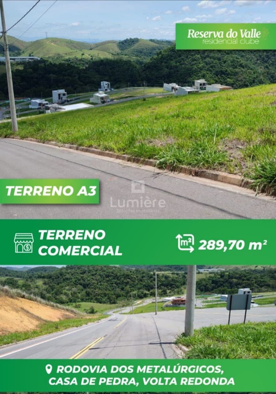 Terreno Comercial 289,70 m² no Reserva do Vale I, Rod. Metalúrgicos, Volta Redonda - RJ