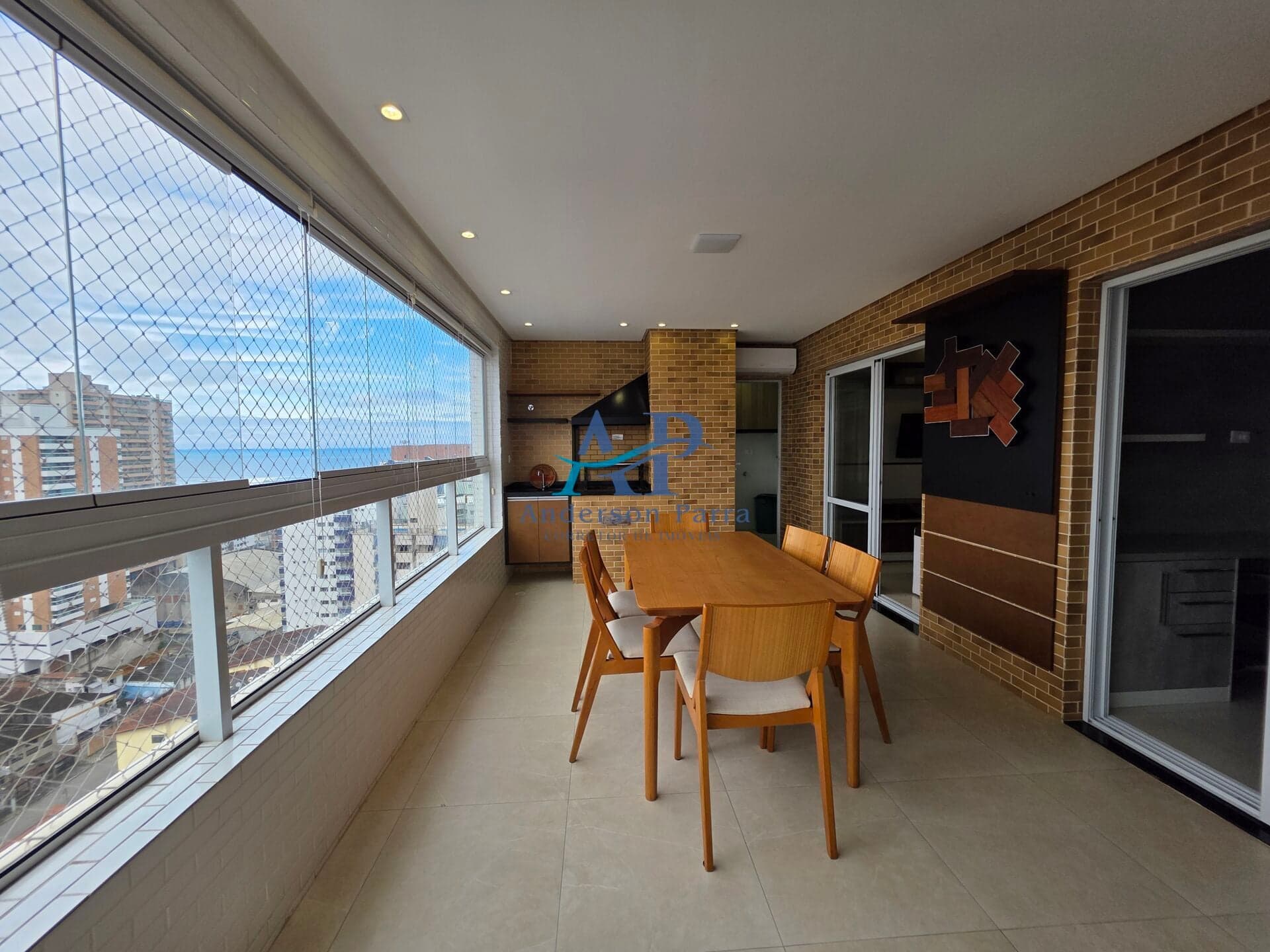 Apartamento Mobiliado na Aviação em Praia Grande com 3 Dormitórios Vista Mar