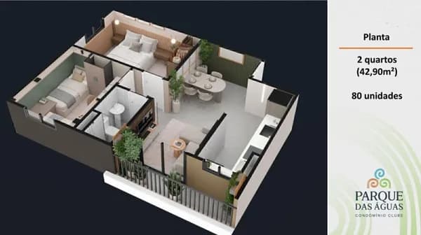 PARQUE DAS AGUAS - O apartamento de 3/4 dos seus sonhos esta aqui - 2 e 3/4 suite