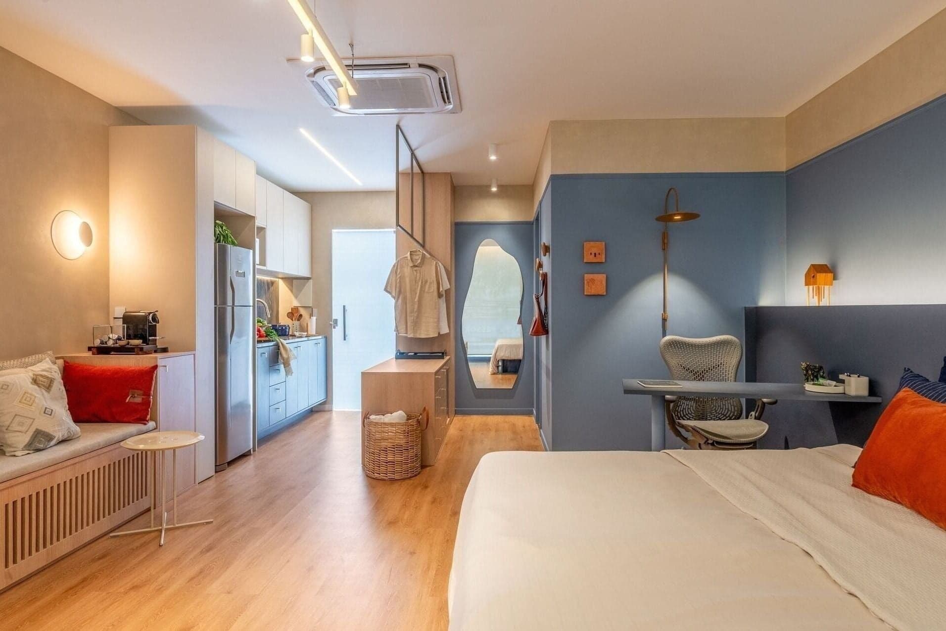 Studio 33m² com varanda em condomínio com rooftop e coworking