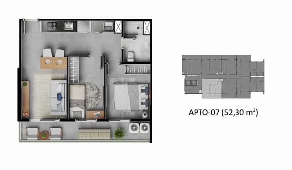 More no Inovar Residence – 38m², 52m² e 70m² Próximo à Batista Campos