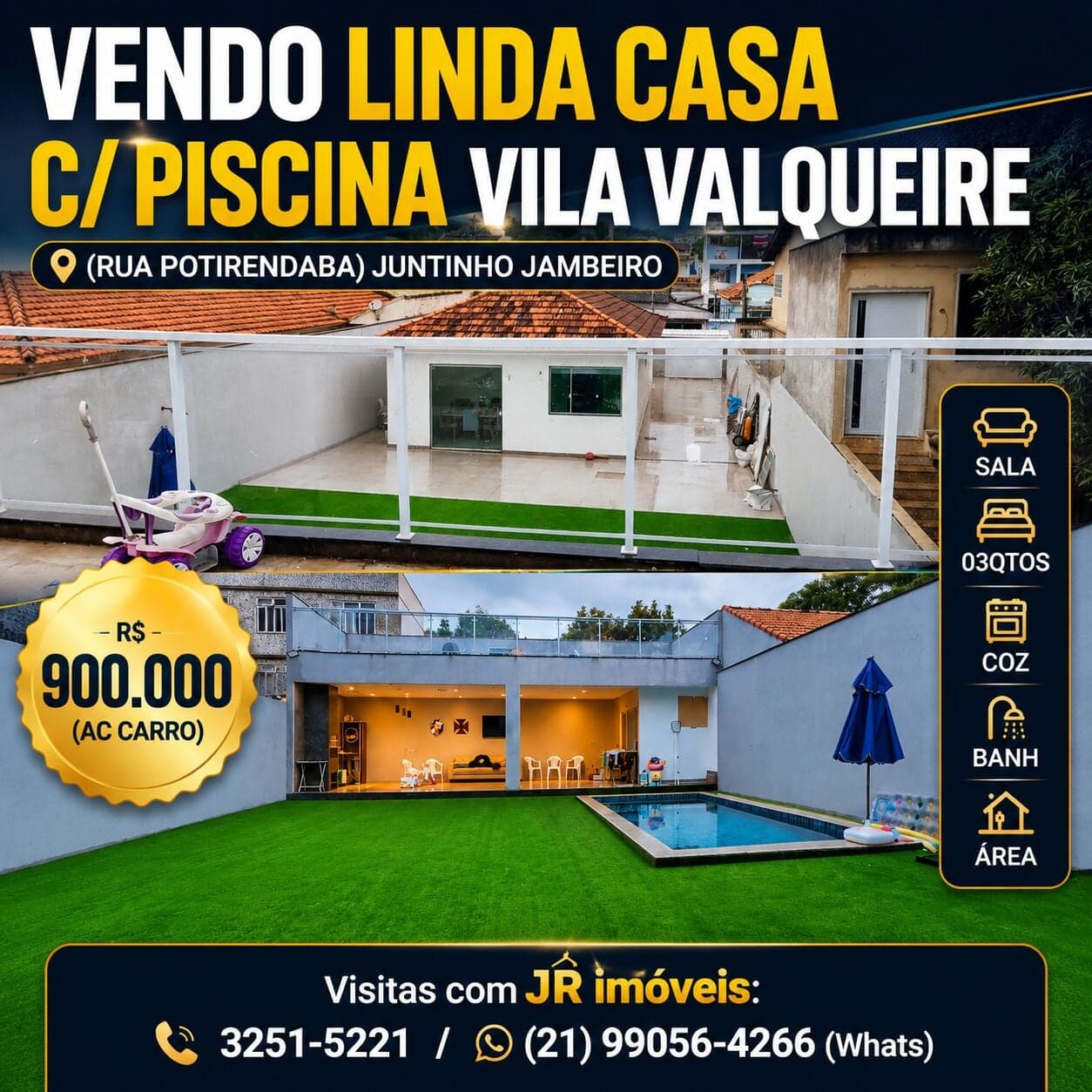 (RUA POTIRENDABA) CASA 3 DORMS ...