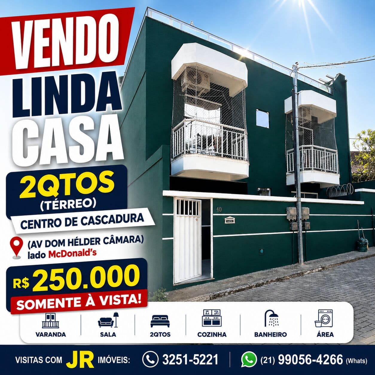(AV. DOM HÉLDER CÂMARA) CASA 02 DORMS...