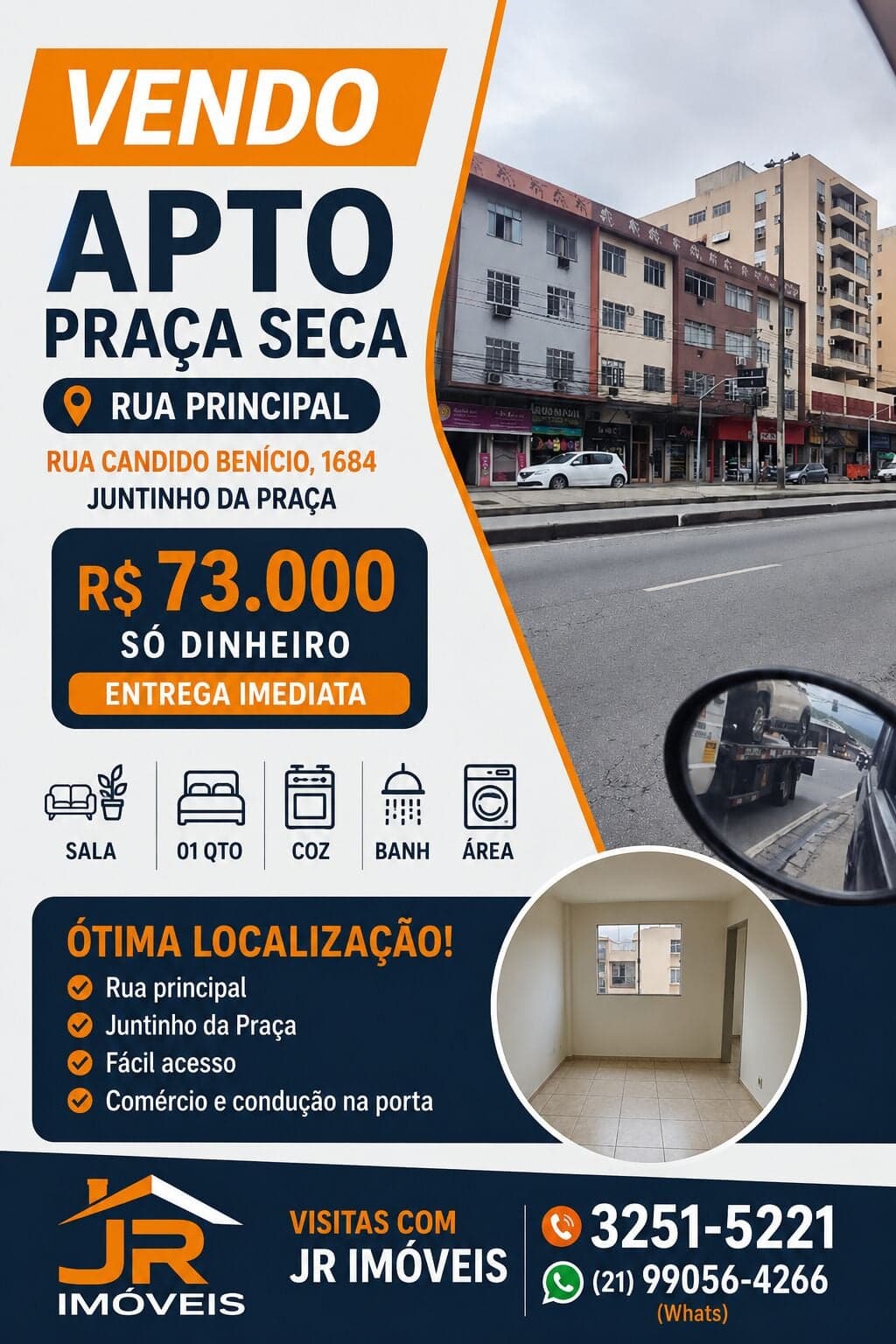 (RUA CANDIDO BENICIO)APTO 1DORM...