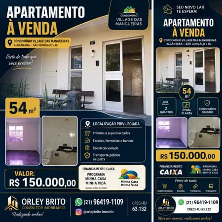 Apartamento 2 Quartos à Venda 54m² Alcântara 1 Vaga