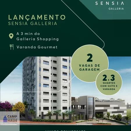 Sensia Galleria - Apartamento de 2 a 3 Quartos em Campinas - 1 e 2 vagas de garagem - Suíte e varanda.