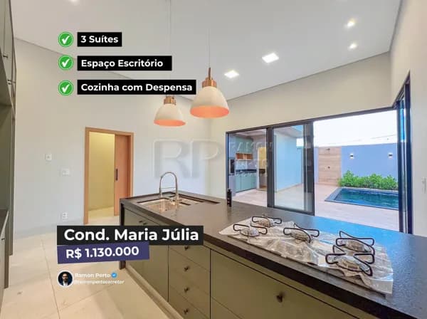 Maria Júlia | Casa Térrea Neoclássica | 3 Suítes | 156m² | Piscina + Gourmet