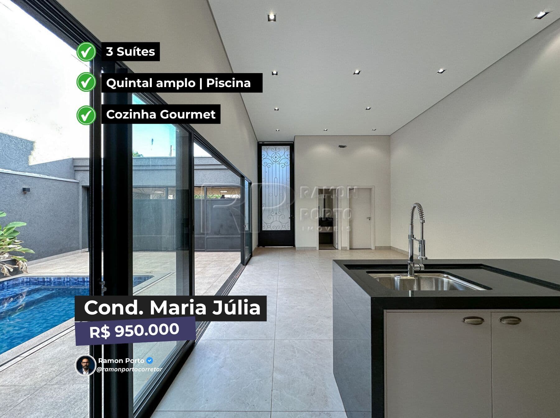 Casa Térrea fachada neoclássica no Maria Júlia com 3 Suítes e Piscina em Rio Preto