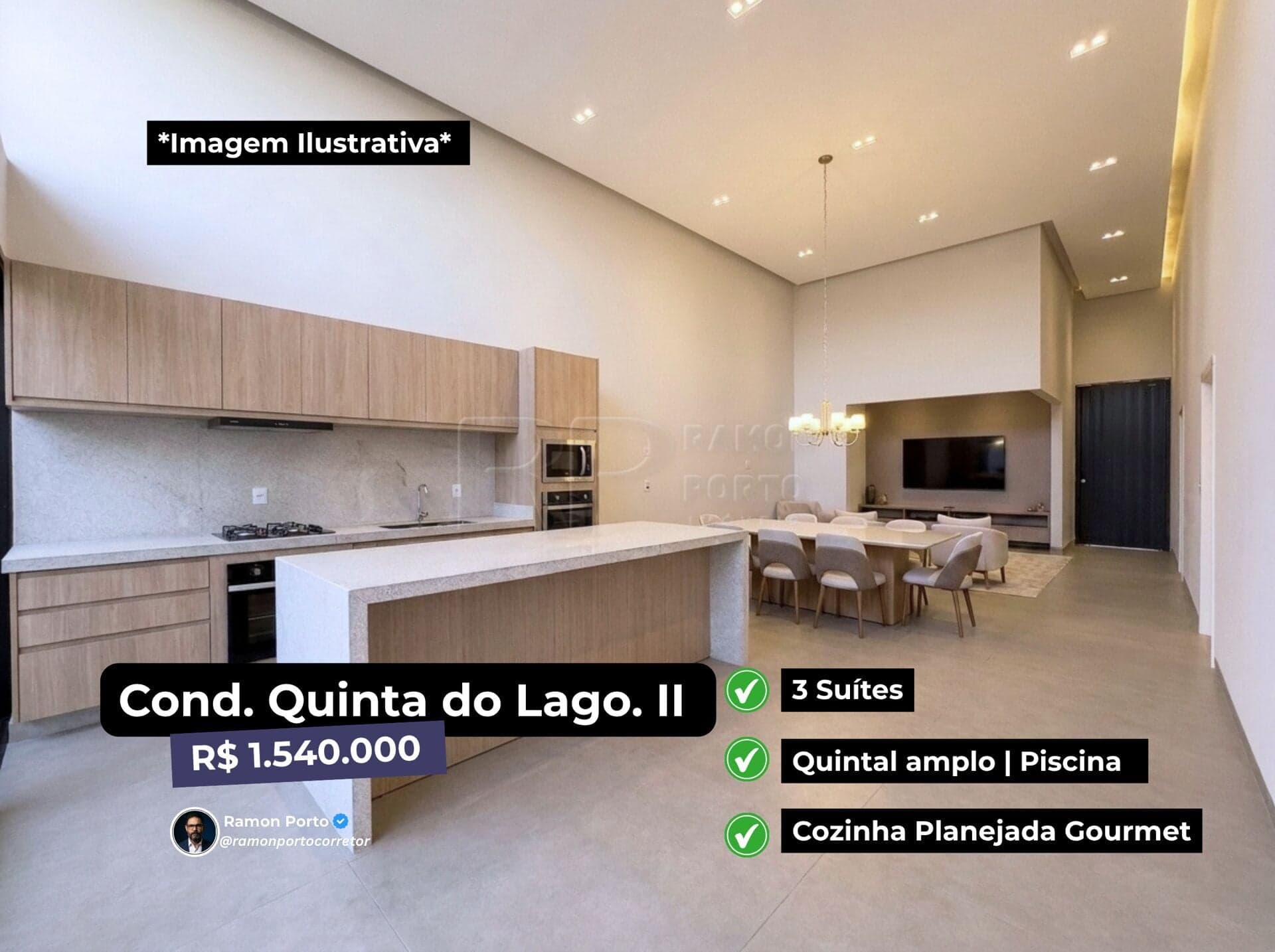Quinta do Lago II | Casa Térrea | 3 Suítes | 190m² | Piscina Aquecida + Cozinha Equipada