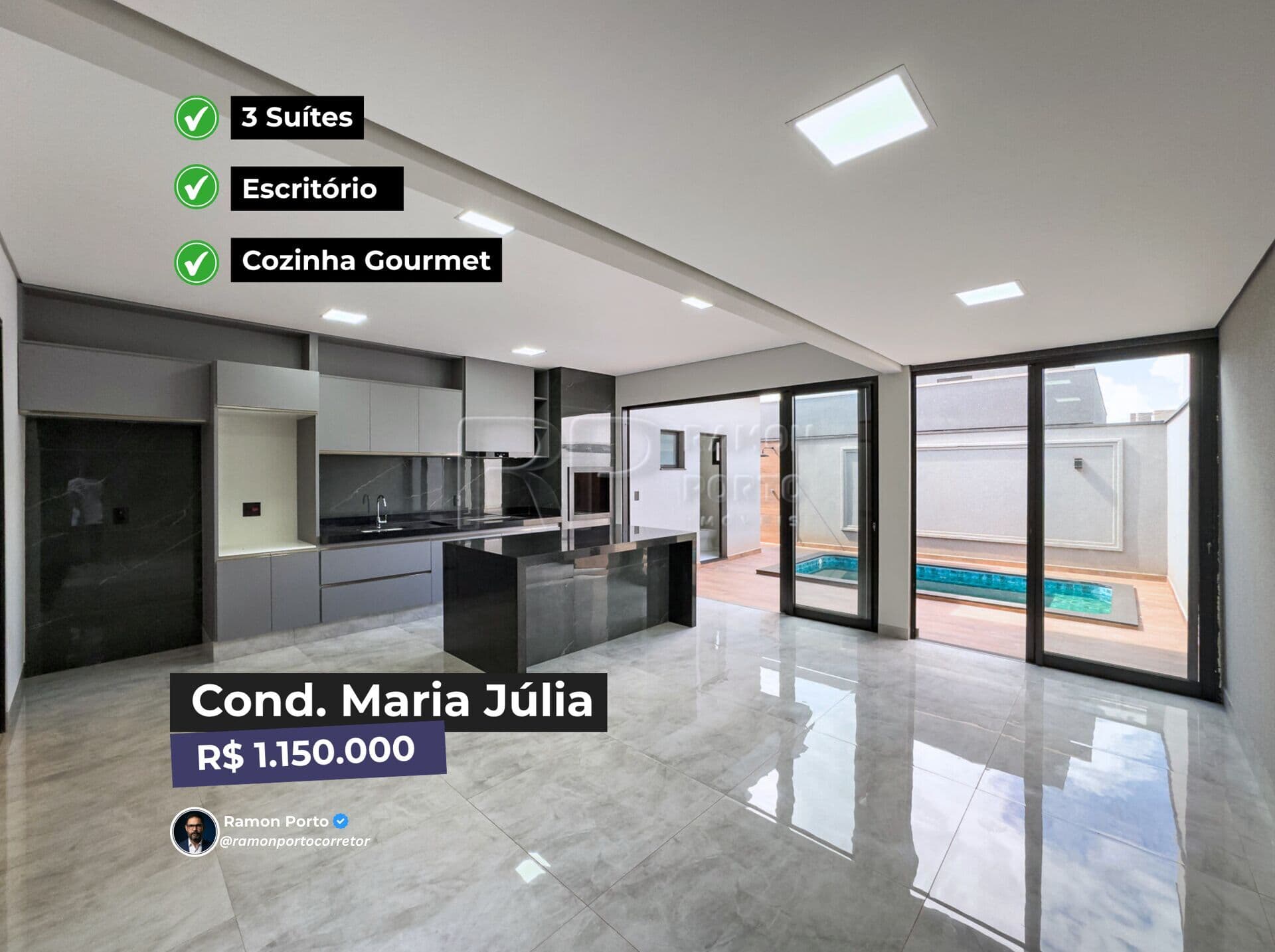Casa Nova com 3 suítes e piscina a Venda no Residencial Maria Julia, São José do Rio Preto, SP.