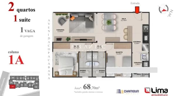 Apartamentos de 2 quartos com suíte a partir de 64,85 m² - Praia do Morro - Guarapari / ES